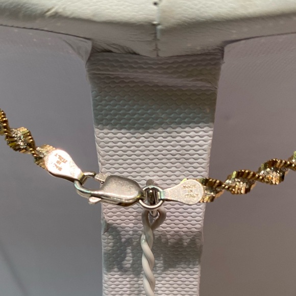 14K Gold Vermeil over Sterling Silver Twisted Chain Necklace Italy 30" L  3.75mm - Picture 5 of 9